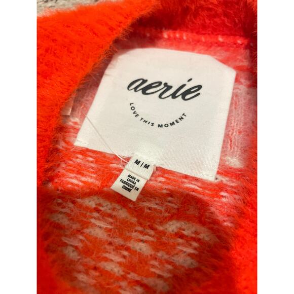 AERIE FURRY OVERSIZED SWEATER COOL VIBES KNITTED SZ M ORANGE BURST COZY WARMTH - Picture 4 of 15